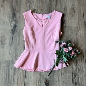 New York & Co. | Pink Peplum Top
